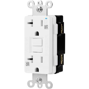 Amazon Basics Weather-Resistant Tamper-Resistant GFCI Receptacle with LED Indicator, Self-Test Feature, Ground Fault Circuit Interrupter for Indoor or Outdoor Use, 20 Amp, White