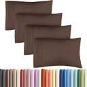 King Pillow Cases Set of 4 - Ultra Soft Hotel Quality Pillowcase Covers - Comfy, Cozy & Wrinkle Free - Shrinkage, Stain and Fade Resistant - Machine Washable Pillow Protectors - 4 Piece Set - Brown
