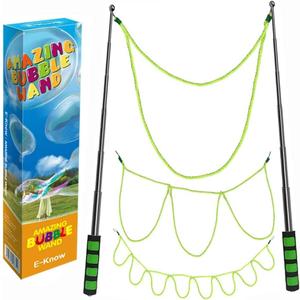 Bubble Wand,3 Style Giant Bubble Wand Outdoor Toy for Kids, Recyclable Stainless Steel,Telescopic Design Bubble Party Favors, Works Best Bubbleventi Bubble Mix