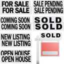 Juexica 12 Pcs Real Estate Rider Signs 24 x 6 Inch Coming Soon, for Sale, Pending, Sold Waterproof Signs Rider Real Estate with Different Messages(White with Black), Medium Signage