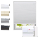 No Drill Cellular Shades for Indoor Windows, Thermal Insulating & Noise Reducing Honeycomb Blinds, Free Stop Cordless Blackout Shades, White, 31 1/2" W x 64" H