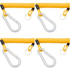 MECMO (4-Pack 4ft Breakaway Trailer Cable Emergency Brake Safety Cable Heavy Duty Stainless Steel Spring Towing Coiled Wire, Replacement Break Away Switch Safety Lanyard for RV Trailer Camper Boat