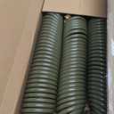 100 FT Lightweight Coiled Garden Hose EVA Flexible with 7 Function Nozzles and Brass Connectors for Garden Watering Plants Greenhouses Patios Olive Green