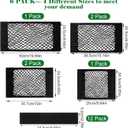 6 Pcs Mesh Cargo Net Universal Stretchable Elastic Rv Storage Netting with Adhesive Tape 4 Different Sizes Pocket Car Storage Net for Trunk Rv Boat Car Kitchen Cabinet Closet Home