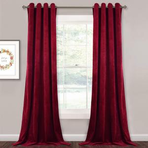 StangH Velvet Blackout Curtains 120 inches Long - Extra Long Insulated Window Covering Noise Absorbing & Privacy Protect Drapes for Interior Space Decor, Red, W52 by L120, Set of 2