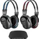 SIMOLIO Dual Wireless Headphones for TV with Transmitter, 2 Channel IR TV Headphones for Home Theater/Outdoor Movie/Car DVD, Tone Control & Optical/RCA/AUX Support, Plug N Play, No Audio Delay