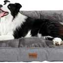 Orthopedic Dog Bed for Large Dogs - Extra Thick Supportive Dog Couch Bed, Pet Beds Sofa with Waterproof Washable Cover & Non-Slip Bottom, Grey, 38x28 Inch