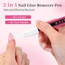 3 x Nail Glue Remover for Press On Nails, 10ml*2pcs Upgraded 2 in 1 Twist & Remove Pen Design Gentle Quick Removal, Semi Solid Nail Glue Adhesive Remover, Not for Gel Polish Base Coat