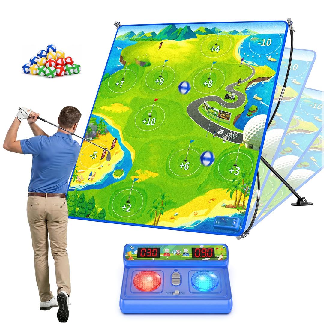 HopeRock Golf Chipping Game Set, 60" Large Golf Target Mat with 4 Height Adjustable Bracket & Sticky Balls, Indoor Outdoor Family Backyard Training Game, Ideal Golf Gift for Kids Adults