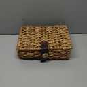 Decorative Box with Lid, Wicker Storage Basket, Water Hyacinth Woven Decorative box for Shelf, Coffee Table, Console Table, Home Decor (Small)