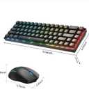 Snpurdiri 60% Wireless Gaming Keyboard and Mouse Combo,LED Backlit Rechargeable 2000mAh Battery,Small Membrane But Mechanical Feel Keyboard + Popular RGB Mice for Gaming,Business Office