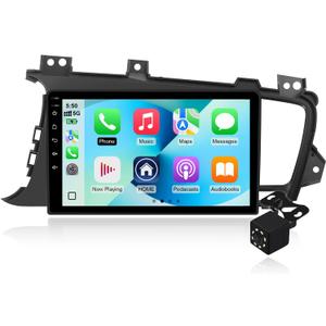 2+64G Android 14 Double Din Car Stereo for Kia Optima K5 2010-2013 with 9 Inch Touchscreen, Wireless Carplay/Android Auto, GPS, Bluetooth, FM/AUX-in, Steering Wheel Controls, Backup Camera
