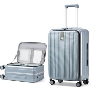 Hanke 26 Inch Large Checked Luggage PC Hard Shell Luggage Top Opening Travel Luggage Suitcases with Wheels for Woman Men.(Grey)