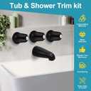 Matte Black 3 Piece Shower Knob and Bath Tub Spout Kit, for Price/Pfister Verve 3 Handles and Tub Shower Faucet, Includes 3× Shower Knob, 3× Flange Base, 1× Tub Spout for 1/2" IPS, 3/4" IPS Pipe