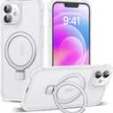 Compatible with iPhone 12 Case & iPhone 12 Pro Case 6.1" with Invisible Ring Stand [Compatible with Mag-Safe] Translucent with Magnetic Kickstand, Translucent