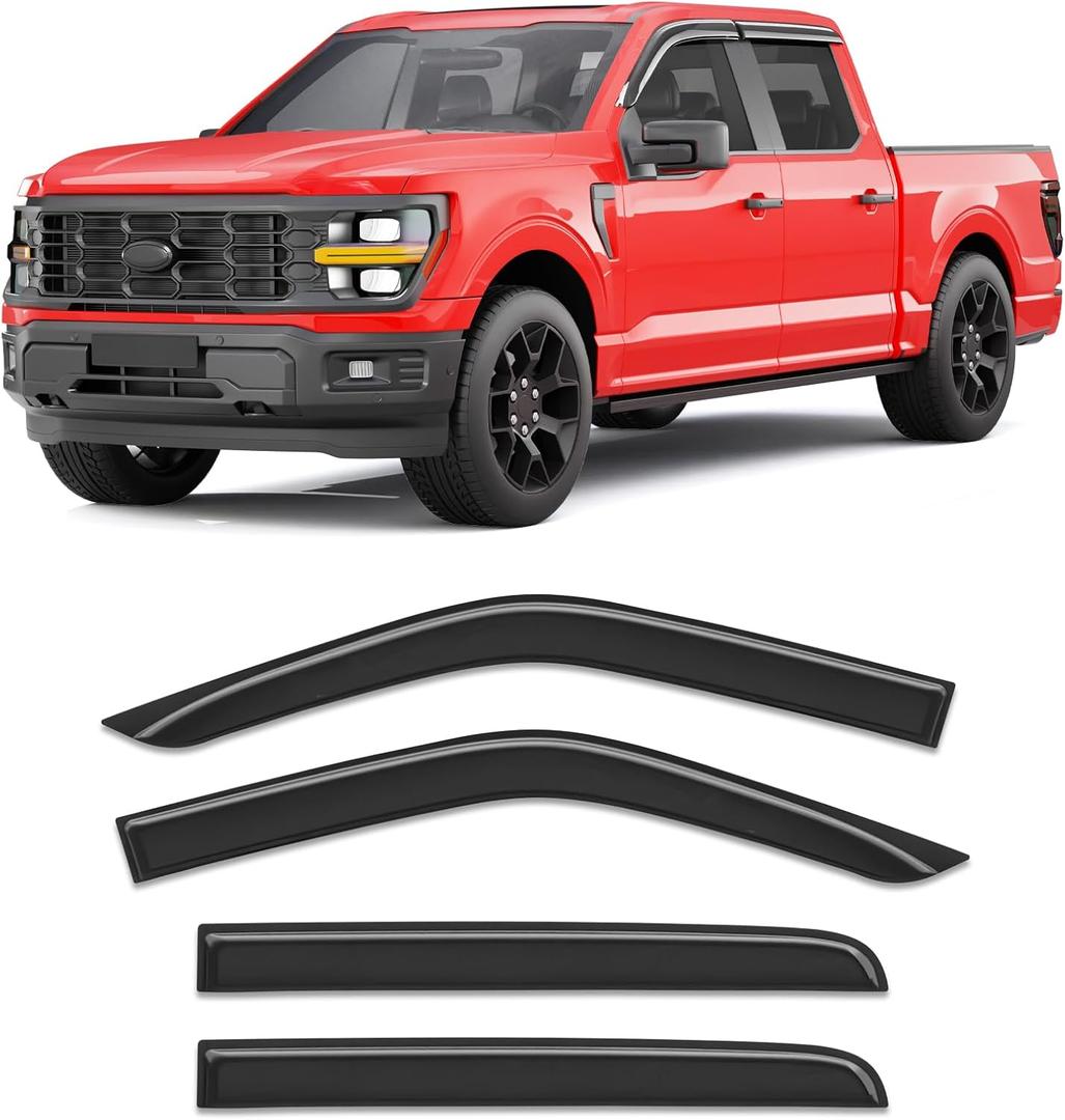 Extra-Thick Window Rain Guards Fit for Ford F150 2015-2026 SuperCrew & 2017-2026 Raptor/F-250/F-350/F-450/F-550 Super Duty SuperCrew Full Size Window Deflectors Window Vent Visors Shades