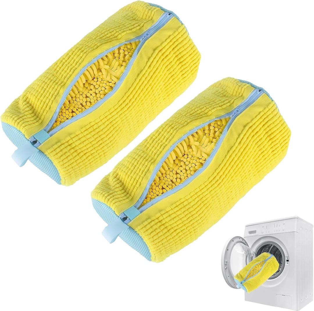 Shoe Washing Machine Bag, Laundry Shoe Bag For Washer And Dryer, Shoe Washing Bag for Washing Machine, Shoe Cleaning Bag For All Shoe Types Reusable Shoe Washing Bag (Yellow, Set of 2)