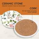 3 x Coasters Set of 6 with Holder,Cute Watercolor Flowers Leaves Absorbent Ceramic Drink Coasters for Tabletop Protection,Coffee Table Decor,Home Decor-Housewarming Gifts for New Home (4Inch) (Watercolor Eucalyptus Floral Green Leaves)