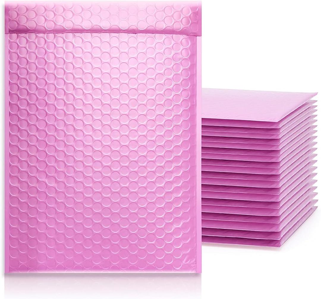 25 Pack TONESPAC #3 9"x12" Poly Bubble Mailers Padded Envelopes Retailer Shipping Bags with Waterproof Self Seal Strip Book Mailers (Pink)