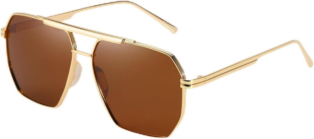 SODQW Oversized Tangle Free Aviator Sunglasses for Women Polarized Shades | Gold Frame, UV400 Protection, Trendy Fashion Designer Sun Glasses, Drivng Beach Outdoor Accessories, Hair-Safe