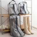 2 Set Boot Storage,Portable Short Boots and Tall Boots Storage or Protector Bag,Shoe Dust Bags,Shoe Sleeves for Travel,Clear Boots Cover,Shoes Packing Organizers for Adult Sneakers (Black Edge-Tall)