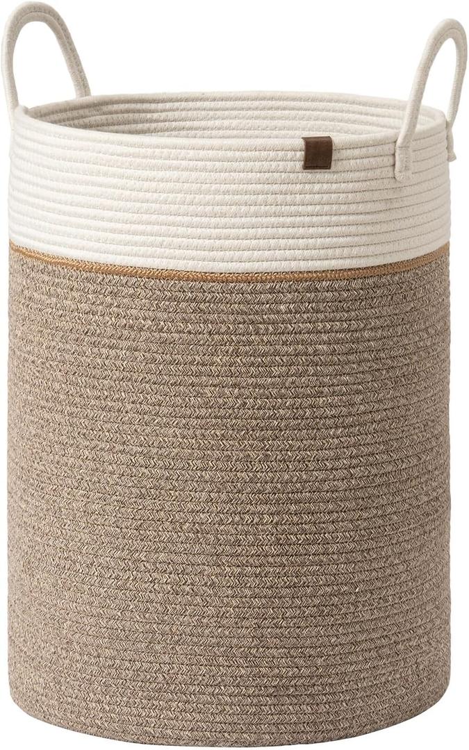 LA JOLIE MUSE Woven Basket Rope Storage Baskets - Large Cotton Organizer, Basket for Baby Blanket, Kids Toy Nursery Laundry Basket Mocha XL LA JOLIE MUSE Woven Basket Rope Storage Baskets - Large Cotton Organizer, Basket for Baby Blanket, Kids Toy Nursery Laundry Basket Mocha XL