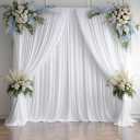 50ftx14FT Wrinkle Free White Backdrop Curtain, 10 Panels 14FT Height White Wedding Backdrop Drapes, Silky Polyester Back Drop Cloth for Birthday Photography Background Party Backdrop Draping