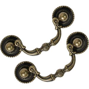 6 Pack Antique Brass Drawer Pulls, 2-1/2 Inch Hole Centers, Vintage Cabinet Handles for Dresser, Closet, Cupboard, Furniture Restoration, 3.5 Inch Overall Length