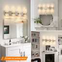 Modern Brushed Nickel 4 Lights Bathroom Vanity Light, Eleglant Nickel LED Bathroom Light Fixtures over Mirror, Dimmable Acrylic Shade Wall Lighting Fixtures, Hardwired Wall Light(H9.25in, L28.35in), 4 light-Large