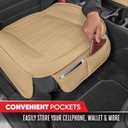 Motor Trend Seat Covers for Cars Trucks SUV, Faux Leather Beige Padded Seat Covers with Storage Pockets, Premium Interior Car Seat Cover, 2 x Front Seat Covers
