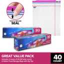40 Count 2 Gallon Freezer Bags, Double Zipper Plastic Storage Bags for Freezing Food, Extra Large Freezer Bags 2 Gallon Bulk Pack with Easy Dispensing Box, Resealable Clear Two Gallon Storage Bags