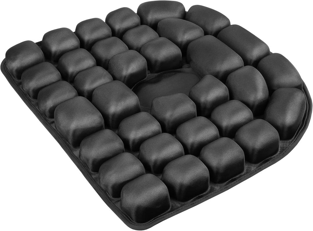 Sondor Travel Cushion, Air Seat Cushion, Airplane Cushion Seat, Air Inflatable Pressure Relief Seat Cushion for Airplane, Office Chair, Wheelchair, Cars, Home Living (Deep Black)