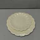 Newtay 30 Pcs Cream Scalloped Paper Plates 9.5 Inch and 7.5 Inch Shell Edge Disposable Dinner Plates for Birthday Wedding Baby Shower Party Decorations