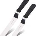 Angled Icing Spatula, Stainless Steel Offset Spatula, Cake Spatula Set of 2 Black 6, 8 inch Blade