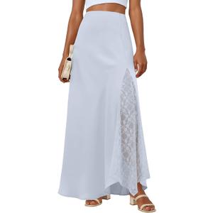 Lepunuo Womens Maxi Skirts Casual Elastic High Waisted Flowy Long Skirts Trendy Cute Skirts (XXL)