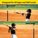 Baseball Softball Batting Tee with Auto Return Ball, Adjustable 21" to 45" Baseball Swing Trainer for All Ages, Portable Hitting Trainner with Metal Triangular Base | Ground Stakes & Sandbags