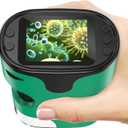1000X Handheld Microscope for Kids 4K 2.0" Screen Rechargeable Mini Pocket Digital Microscopes w/Slides Kit Portable Edu Gift Age 4-6 8-12 Children Students (Green)