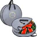 BALEINE 2 Pack Wreath Storage Container, Christmas Wreath Storage Bag with Reinforced Handle for Holiday Xmas (Grey, 24"X8"), 24"*8"-2PK