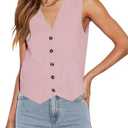 Floral Find Womens Casual Button Down Sleeveless Vest Fully Lined V Neck Business Jacket Waistcoat with Pocket S