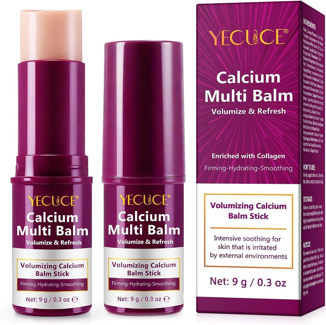 Calcium Smooth Multi-Balm, Calcium Volume Multi Balm Anti-Aging, Collagen Moisturing Calcium-MultiBalm Stick, Firming & Moisturizing, Hydrating, Reduce Fine Lines, Suitable for Eyes, Neck, Face (2)