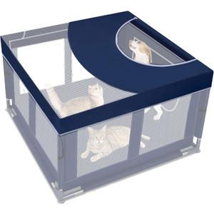 Dog Playpen Cover, 42x42 inch Dog Play Pen Top with Hooks, Soft Fabric Roof Puppy Playpen Topper for Cat Crate Kennel (Cover Only) (Royal Blue)