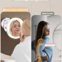 vpu 30X/1X Wall Mounted Magnifying Makeup Mirror with Power Suction Cup, Rechargeable Double Sided Regular HD/Magnification 3 Color Modes Adjustable Brightness Mirror with Lights for Bathroom, Travel