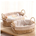 GIB Small Wicker Storage Baskets for Organizing, Decorative Woven Baskets with Handles & Liners, Boho Paper Rope Cute Baskets for Gifts, Decor, Pantry Table, Serving Trays, Set of 2