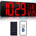 CYMHCHL 17.2" Large Digital Wall Clock Bluetooth Auto Time Sync Digital Clock Large Display Auto-Dimming/DST Led Wall Clock with Date Week Big Timer for Living Room Classroom Garage Gym Decor