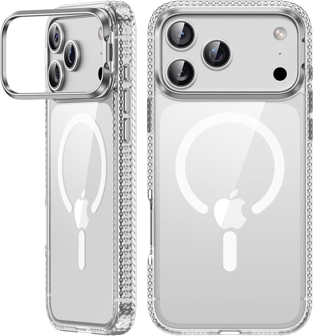 VOFATA for iPhone 17 Pro Max Case with Stash Camera Stand, Fit for MagSafe, 10FT Mil-Grade Protection with Camera Control Cover, Clear Transparent Magnetic iPhone 17 Pro Max Phone Case, Clear