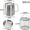 ZAVOOS 304 Stainless Steel Oil Filter Pot, 68 Oz Deep Fryer Pot with Strainer Basket, Versatile Large Capacity Bacon Grease Container Cooking Oil Saver for Kitchen, Restaurant, Camping