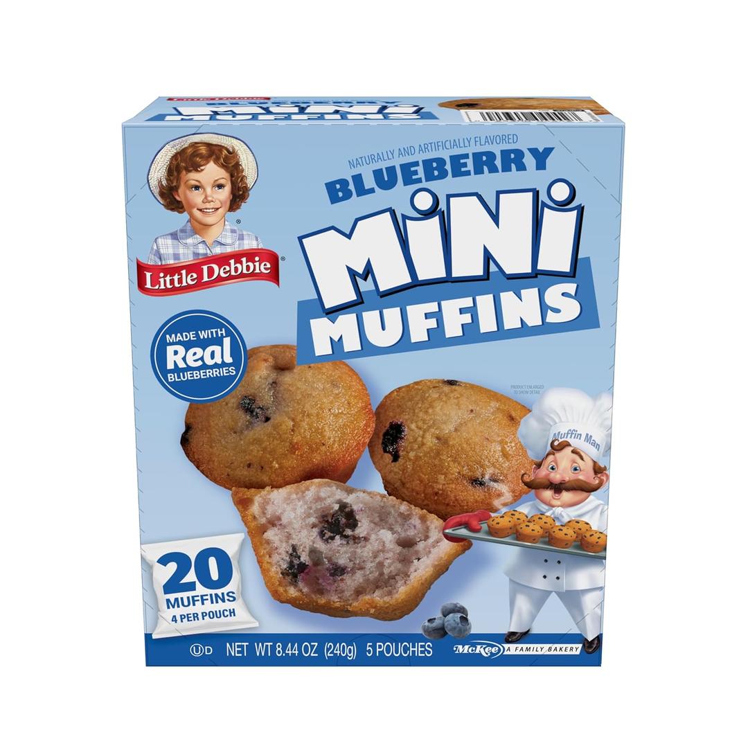 3 x Little Debbie Blueberry Mini Muffins, 5 Pouches, 8.44 OZ Box (EXP 02/01/26)
