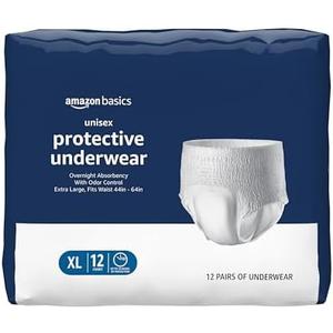 4 x Amazon Basics Unisex Protective Underwear, Overnight Absorbency, Extra Large, 12 Count, (1 Pack of 12)