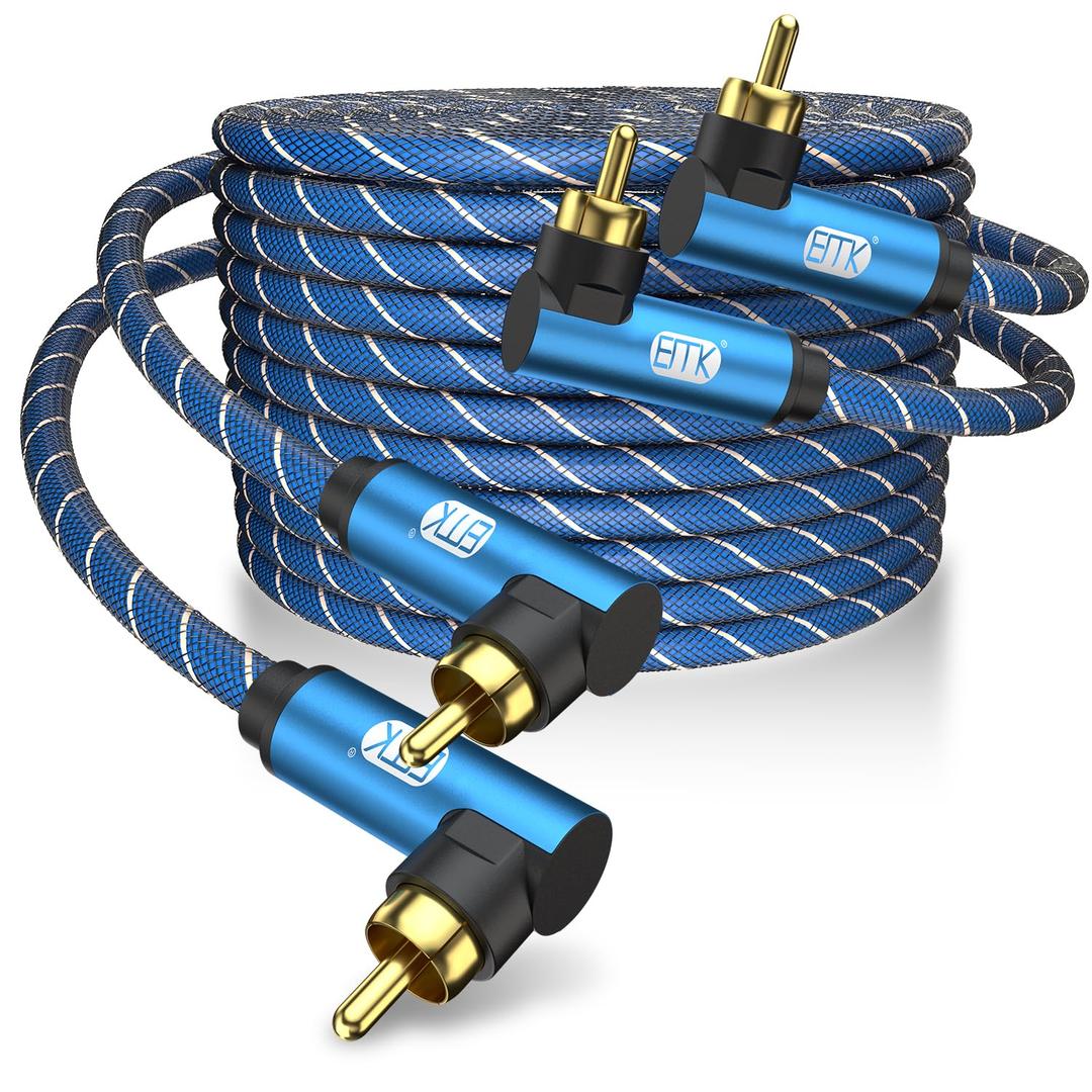 EMK 90 Degree Subwoofer Cable 2PACK, RCA Cable Male to Male Digital Coaxial Audio Cable for Subwoofer, TV, Sound Bars, Amplifier,Speaker(6.6FT/2M)