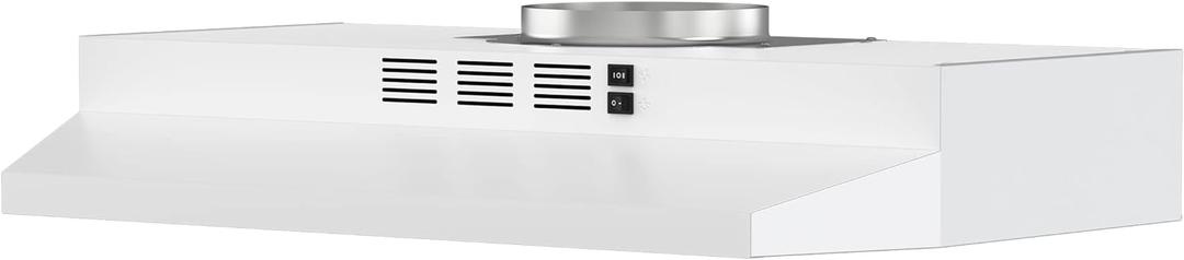 FIREGAS Range Hood 30 inch Under Cabinet Range Hood with 2 Speed Exhaust Fan,Ducted/Ductless Convertible,Rocker Button Control,300 CFM, White Vent Hood Aluminum Filter Included